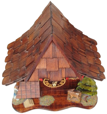 GUGUKLU KARA ORMAN EVİ SAAT QUARZT MAKİNE ISIK SENSORU FARKLI ZİL SESLERİ