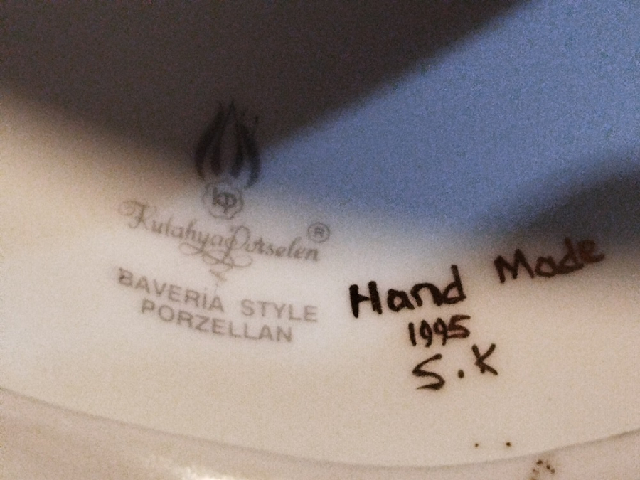 KUTAHYA PORSELEN BAVERİA STYLE PORZELLAN HAVAN SAMDAN TAMAMEN EL YAPIM SANATCI İMZALI