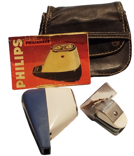 1960 PHILIPS PHİLİSHAVE TYPE 7920 CİFT BICAKLI CANTASINDA ELEKTİRİKLİ TRAS MAKİNESİ