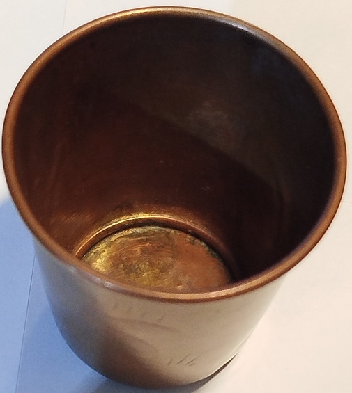 OSMANLI BAKIR ÜZERİ KOMPLE KALEM İŞ CİCEK FİGUR DESENLİ BEBEK MAMA YEDİRME  BARDAGI