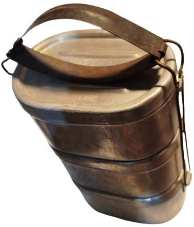 1960 SEFERTASI İŞE GİDERKEN KULLANILAN UCLU YEMEK KABI ALİMÜNYUM YEMEK KOYULAN KAPAKLI MALKOC DAMGALI 