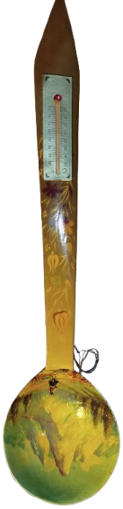 1970 DERECELİ DUVARA ASILAN UZERİ BOZKIRDA AT KOSTURAN RESİMLİ TAHTA KASIK  