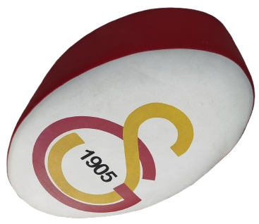 GALATASARAY GS LOGOLU PUF TABURE SARI KIRMIZI RENKLERLE  DÖSELİ 