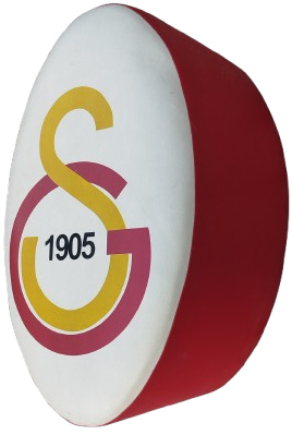 GALATASARAY GS LOGOLU PUF TABURE SARI KIRMIZI RENKLERLE  DÖSELİ 