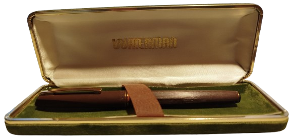 1960 WATERMAN ALTIN UCLU KUTUSUNDA POMPALI DOLMA KALEM KAHVERENGİ FRANCE