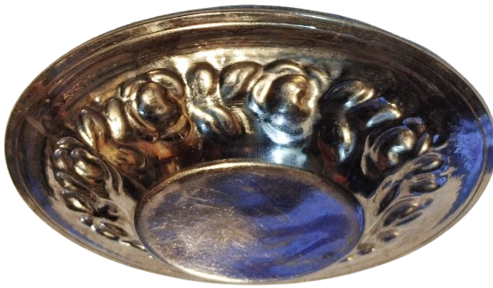 1970 GUMUS KAPLAMA KABARTMA CİCEK GUL DESENLİ ALTILI CAY TABAGI TAKIMI