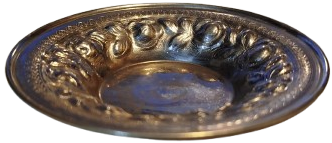 1970 GUMUS KAPLAMA KABARTMA CİCEK GUL DESENLİ ALTILI CAY TABAGI TAKIMI