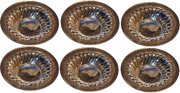 1970 GUMUS KAPLAMA KABARTMA DESENLİ ALTILI CAY TABAGI TAKIM