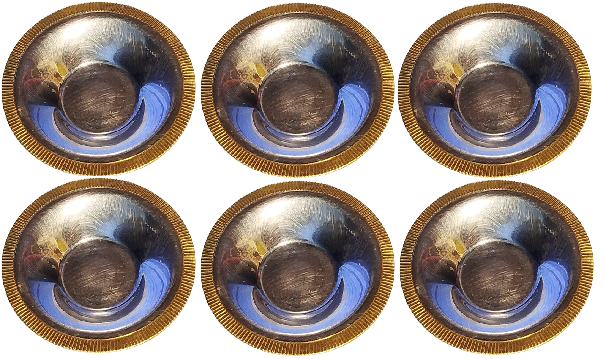 6 ADET JUMBO VENÜS KENARLAR FIRFIRLI ALTIN KAPLAMA KROMCELİK CAY TABAGI TAKIMI 