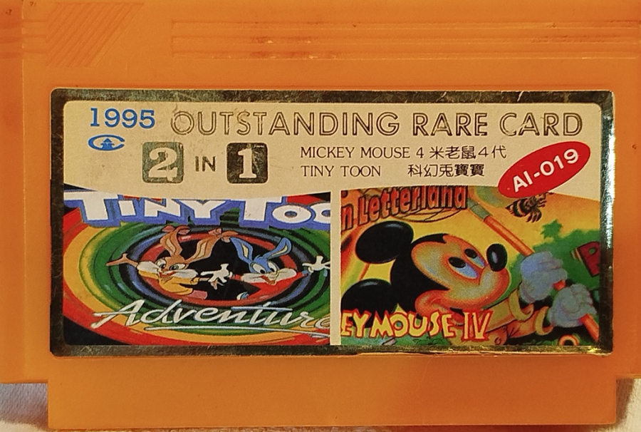 1995 OUTSTANDING RARE CARD A1-019 TINY TOYS MİCKEY MAUSE ATARİ OYUN KASETİ 