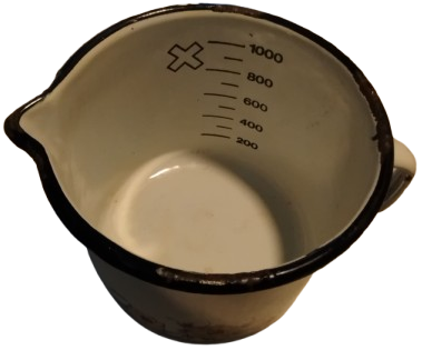 1940 MİLANO CİCEKLİ EMAYE KULPLU MASRAPA 1 LİTRELİK AYARLI OLCULU KAP