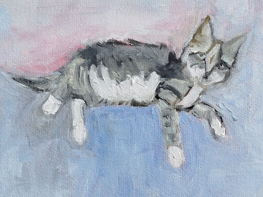 BİLGE SARA ÇAGLAR TURK RESSAM SANATCI İMZALI 3 KEDİ YAGLI BOYA TABLO