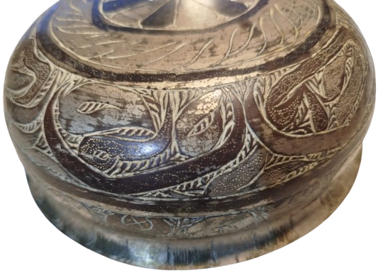 OSMANLI UZERİ KALEM İŞİ EL KAZIMA SAVATLI  BAKIR ORTA BOY HAMAM TASI