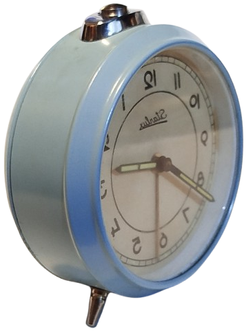 STARLUX MEKANİK KURMALI CALARLI MASA SAATİ UCUK MAVİ RENK KASA FOSFORLU KADRAN