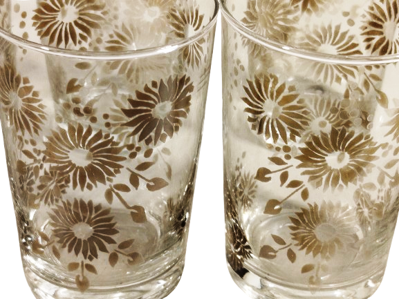 1960 6 ADET UZERİ CİCEK DESENLİ KAHVE TANLARDA EL BOYAMA SU BARDAGI