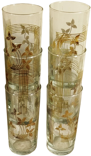 1960 SERBET LİMONATA BARDAGI TAKIM 6 ADET EL BOYAMA