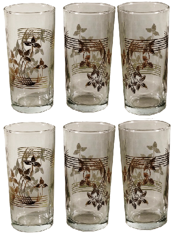 1960 SERBET LİMONATA BARDAGI TAKIM 6 ADET EL BOYAMA