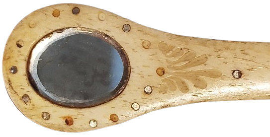 OSMANLI KEMİK ZARF ACICI KELEM İŞ SÜSLEME TAS AYNALI UZERİ PARLAK MİNİK TAŞ SÜSLEMELİ 