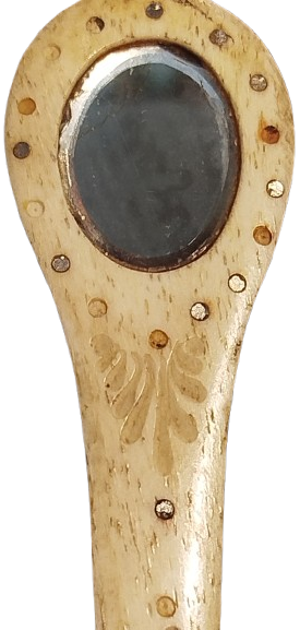 OSMANLI KEMİK ZARF ACICI KELEM İŞ SÜSLEME TAS AYNALI UZERİ PARLAK MİNİK TAŞ SÜSLEMELİ 