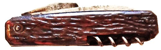 1940 PRADEL KNIFE CELİK AGAC KABUGU DESENLİ PERCİNLİ CEP CAKISI BES UCLU