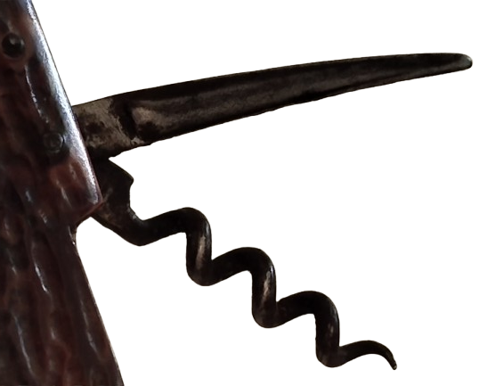 1940 PRADEL KNIFE CELİK AGAC KABUGU DESENLİ PERCİNLİ CEP CAKISI BES UCLU