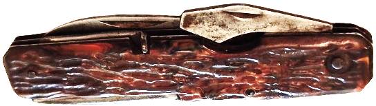 1940 PRADEL KNIFE CELİK AGAC KABUGU DESENLİ PERCİNLİ CEP CAKISI BES UCLU