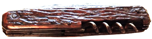 1940 PRADEL KNIFE CELİK AGAC KABUGU DESENLİ PERCİNLİ CEP CAKISI BES UCLU