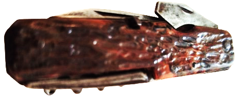 1940 PRADEL KNIFE CELİK AGAC KABUGU DESENLİ PERCİNLİ CEP CAKISI BES UCLU