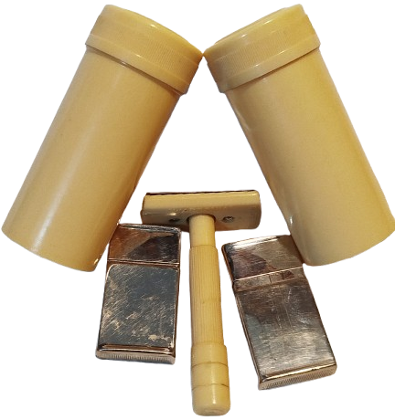 1940 WARDONİA SHEFFİELD RAZORS SEYEHAT SETİ BAKALİT KUTUSUNDA TAM TAKIM MADE IN ENGLAND