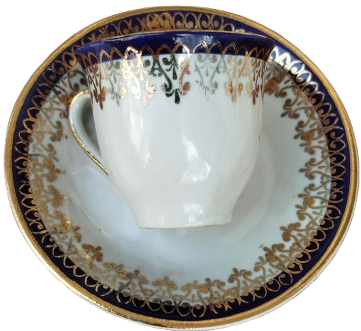 1960 İSTANBUL PORSELEN CİFT TURK KAHVE BOYU TABAKLI FİNCAN ALTIN EL CEKME KENAR VE İSLEMELER