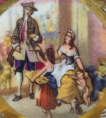 1960 SUMERBANK CİFT TABANLI CAY FİNCANI UZERİ PRENS PRENSES RESİMLİ  KENARLAR ALTIN EL CEKME 