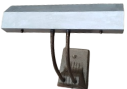 1950 DEVLET MALZEME OFİSİ DOKUM METAL FLORASANS LAMBALI MASA LAMBASI HAREKETLİ CİFT CELİK HELOZON