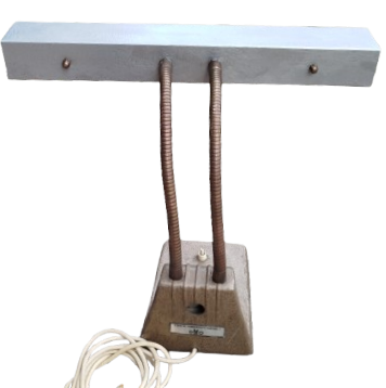 1950 DEVLET MALZEME OFİSİ DOKUM METAL FLORASANS LAMBALI MASA LAMBASI HAREKETLİ CİFT CELİK HELOZON