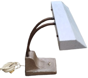 1950 DEVLET MALZEME OFİSİ DOKUM METAL FLORASANS LAMBALI MASA LAMBASI HAREKETLİ CİFT CELİK HELOZON