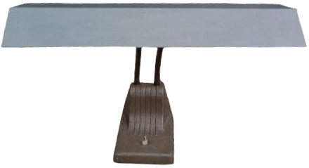 1950 DEVLET MALZEME OFİSİ DOKUM METAL FLORASANS LAMBALI MASA LAMBASI HAREKETLİ CİFT CELİK HELOZON