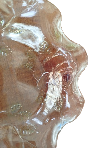 OSMANLI CAM LOKUMLUK BEYAZ BİLLÜR KENARLAR MARUL İCİ KABARTMA  DESENLİ  LOKUMLUK 16 CM CAPINDADIR