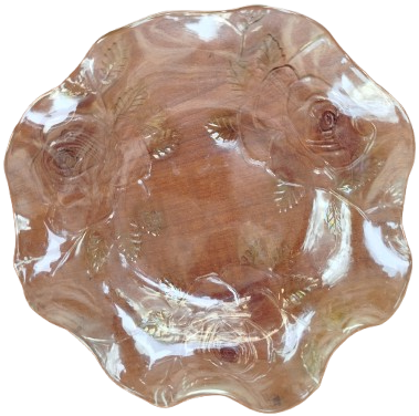 OSMANLI CAM LOKUMLUK BEYAZ BİLLÜR KENARLAR MARUL İCİ KABARTMA  DESENLİ  LOKUMLUK 16 CM CAPINDADIR