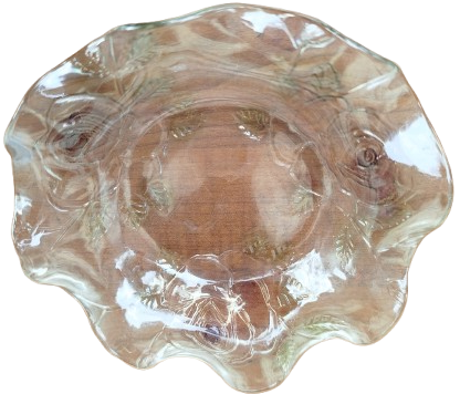 OSMANLI CAM LOKUMLUK BEYAZ BİLLÜR KENARLAR MARUL İCİ KABARTMA  DESENLİ  LOKUMLUK 16 CM CAPINDADIR