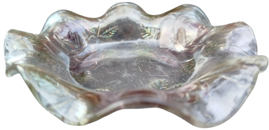 OSMANLI CAM LOKUMLUK BEYAZ BİLLÜR KENARLAR MARUL İCİ KABARTMA  DESENLİ  LOKUMLUK 16 CM CAPINDADIR