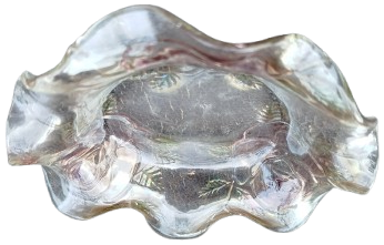 OSMANLI CAM LOKUMLUK BEYAZ BİLLÜR KENARLAR MARUL İCİ KABARTMA  DESENLİ  LOKUMLUK 16 CM CAPINDADIR