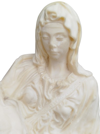 1972 MERYEM ANA KUCAGINDA HZ İSA YATMAKDA MERMER KAİDE UZERİNDE EL YAPIM İTALYAN