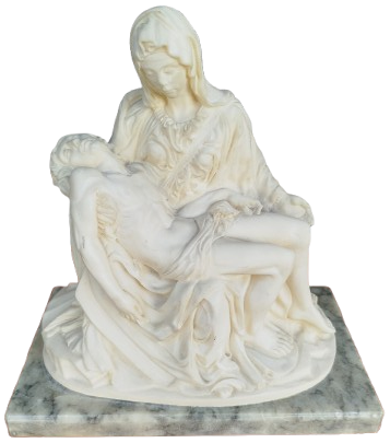 1972 MERYEM ANA KUCAGINDA HZ İSA YATMAKDA MERMER KAİDE UZERİNDE EL YAPIM İTALYAN