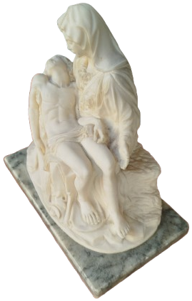 1972 MERYEM ANA KUCAGINDA HZ İSA YATMAKDA MERMER KAİDE UZERİNDE EL YAPIM İTALYAN