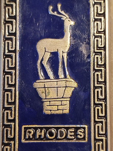 RHODES RESİMLİ MİNELİ GUMUSS KAPLAMA MASA UZERİ CAKMAK KILIFI 