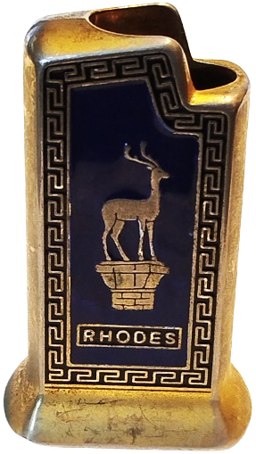 RHODES RESİMLİ MİNELİ GUMUSS KAPLAMA MASA UZERİ CAKMAK KILIFI 