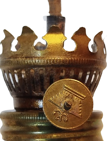 BAS UCU GAZ LAMBASI UFAK BOY UC AYAKLI PORSELEN UZERİ CİCEKLİ ALEV ISIK AYARLI