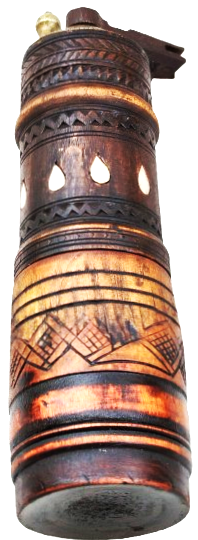 OSMANLI TEKKE İSİ KUCAK KAHVE DEGİRMENİ AHŞAP UZERİ NAKISLI AHSAP KASA GOVDE İCDE SICAK DOGME MEKANİK CARKLI DEGİRMEN