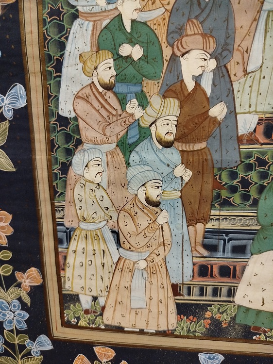 İPEK UZERİNE YAGLI BOYA  İMZALI OSMANLI HEDİYE MERASİM SEREMONISI TEMSİLİ MINYATUR CALISMA