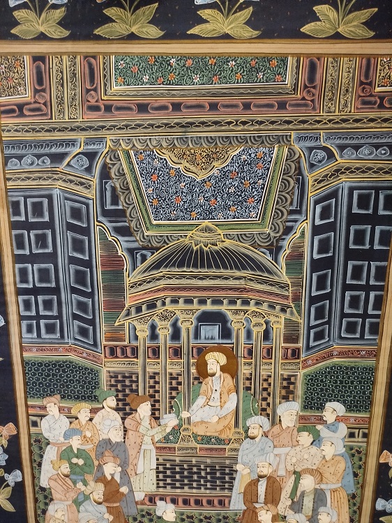 İPEK UZERİNE YAGLI BOYA  İMZALI OSMANLI HEDİYE MERASİM SEREMONISI TEMSİLİ MINYATUR CALISMA