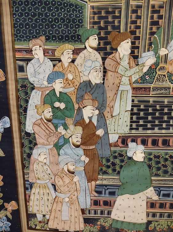 İPEK UZERİNE YAGLI BOYA  İMZALI OSMANLI HEDİYE MERASİM SEREMONISI TEMSİLİ MINYATUR CALISMA